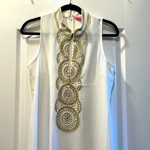 Lilly Pulitzer Jane Embellished Long Shift Dress In Resort White Size 6